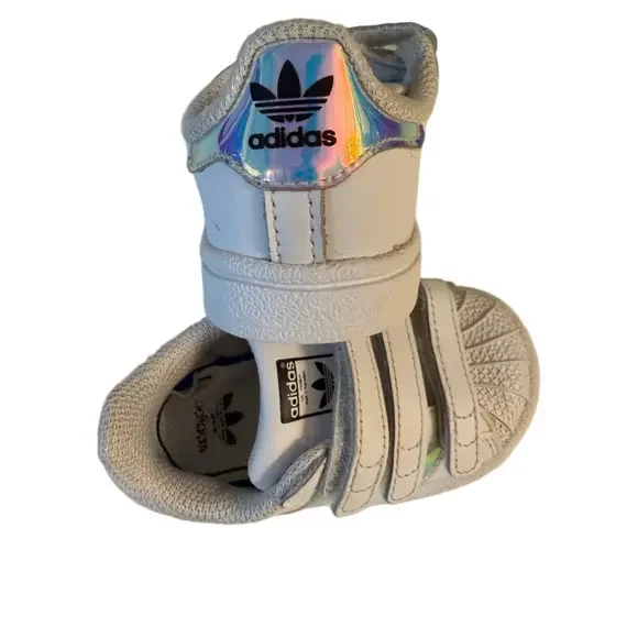 Baby Adidas Superstar Sneakers 5 White Iridescent - Picture 4 of 8